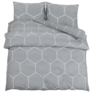 vidaXL Duvet Cover Set Grey 155x220 cm Cotton