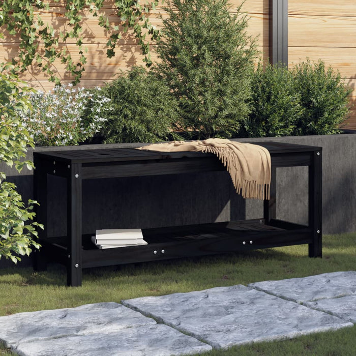 vidaXL Garden Bench Black 108x35x45 cm Solid Wood Pine