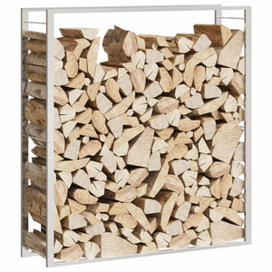 vidaXL Firewood Rack 110x28x116 cm Stainless Steel  - Reduced Sale Price
