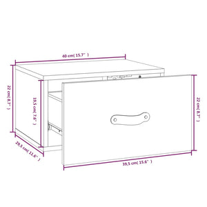 vidaXL Wall-mounted Bedside Cabinet 40x29.5x22 cm