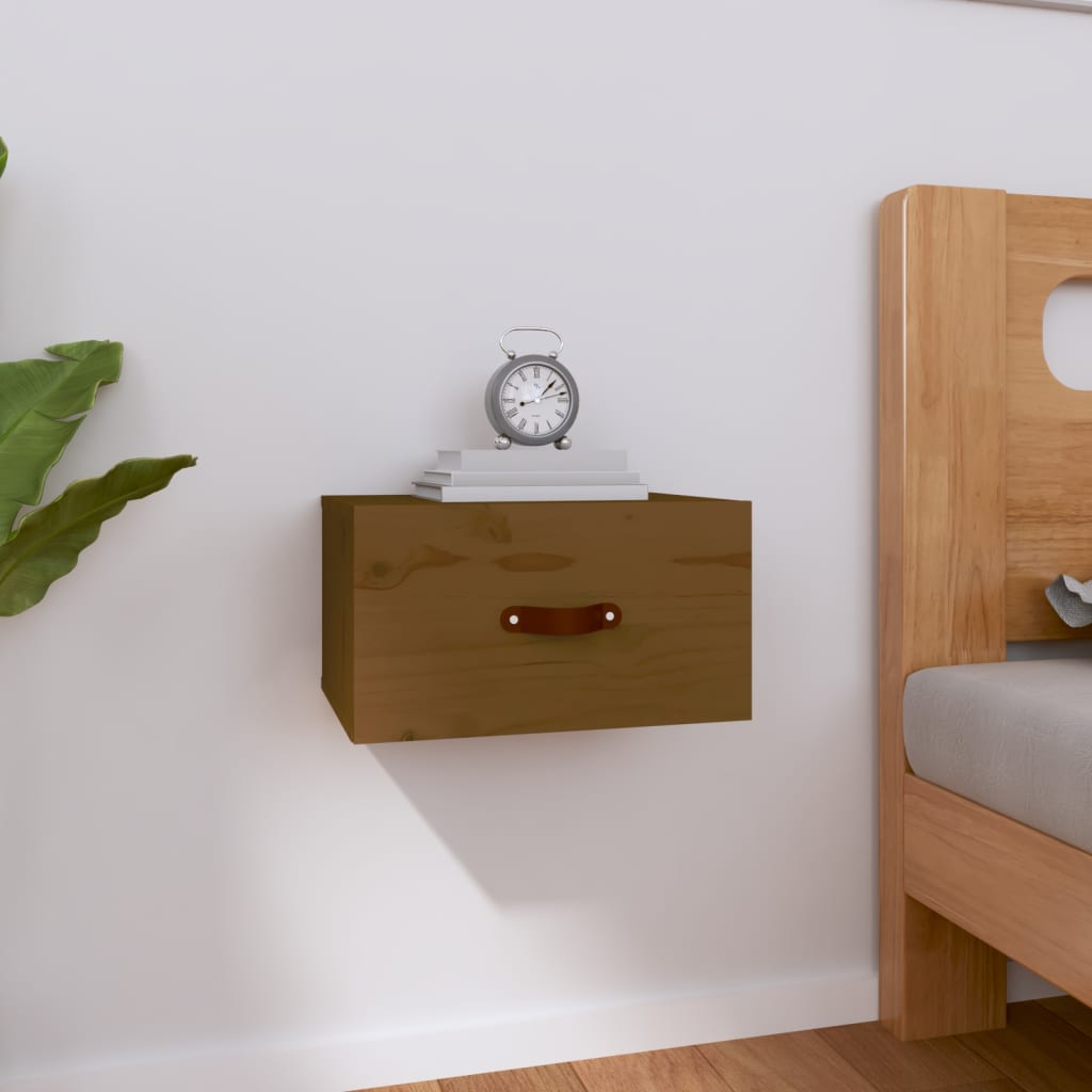 vidaXL Wall-mounted Bedside Cabinet Honey Brown 40x29.5x22 cm