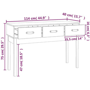 vidaXL Console Table Black 114x40x75 cm Solid Wood Pine