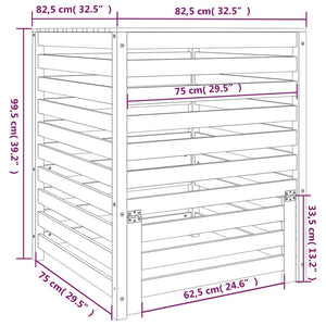 vidaXL Composter Grey 82.5x82.5x99.5 cm Solid Wood Pine