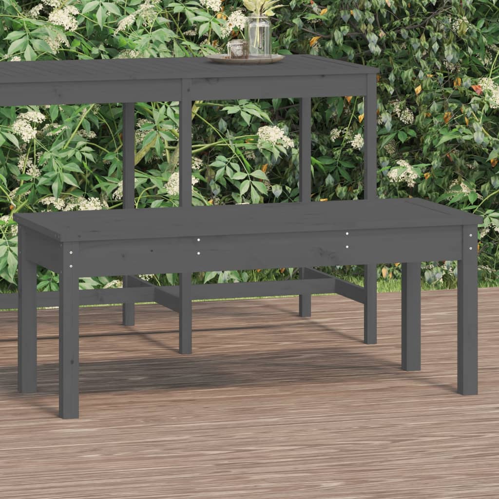 vidaXL Garden Bench Grey 109x44x45 cm Solid Wood Pine