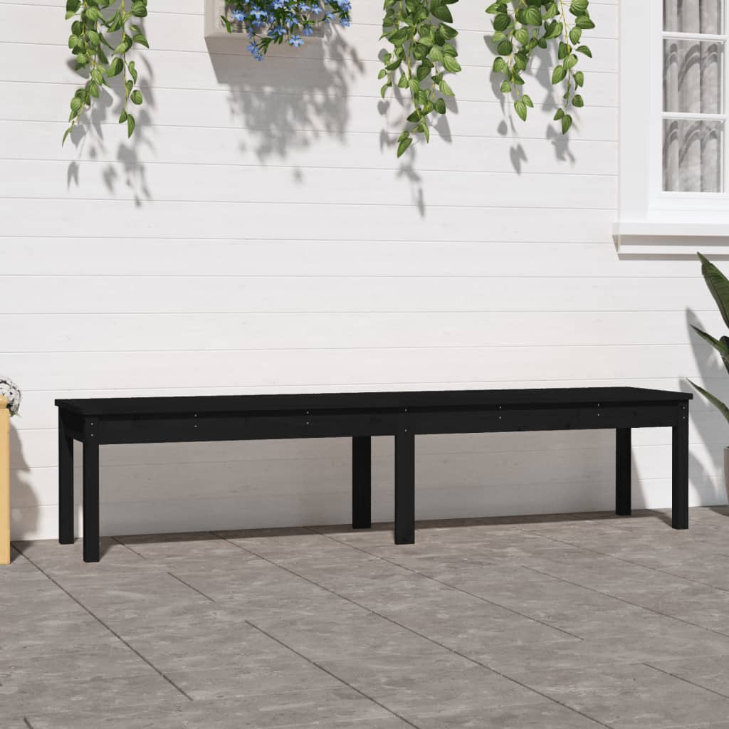vidaXL 2-Seater Garden Bench Black 203.5x44x45 cm Solid Wood Pine