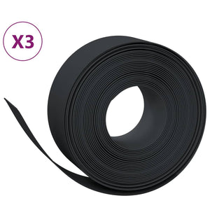 vidaXL Garden Edgings 3 pcs Black 10 m 20 cm Polyethylene
