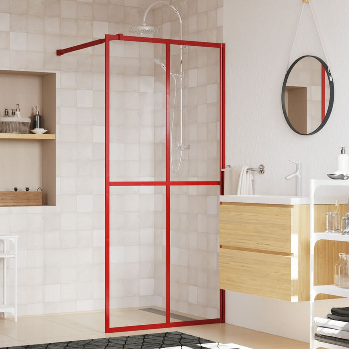 vidaXL Walk-in Shower Wall with Clear ESG Glass Red 100x195 cm