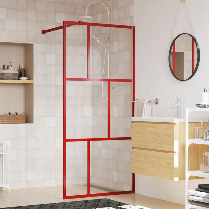 vidaXL Walk-in Shower Wall with Clear ESG Glass Red 90x195 cm