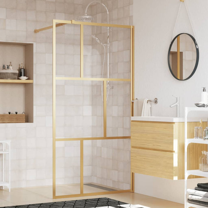 vidaXL Walk-in Shower Wall with Clear ESG Glass Gold 100x195 cm