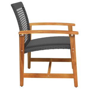 vidaXL Garden Chairs 2 pcs Black Poly Rattan and Acacia Wood