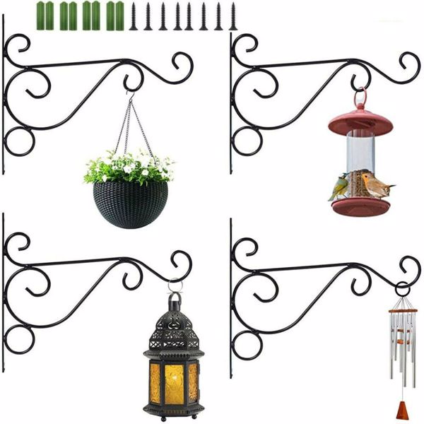 4 x Wall Hanging Brackets Hooks for Garden Basket Lantern Lawn Light Flower Pots