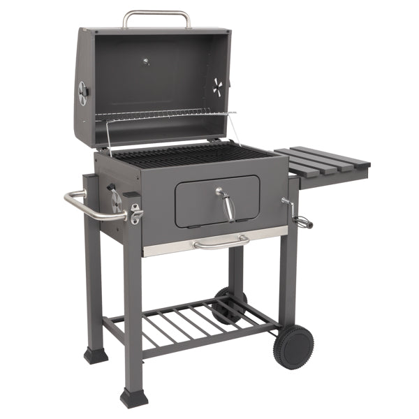 Luxury Garden Party Square Oven Charcoal Oven Plastic Wheel