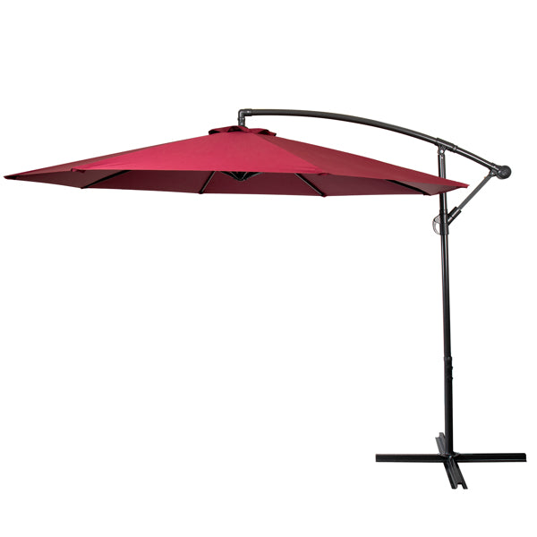 Luxury Garden Party 3M Garden Parasol, Patio Umbrella with 8 Sturdy Ribs, Outdoor Sunshade Canopy with Crank and Tilt Mechanism UV Protection Patio and Balcony Red