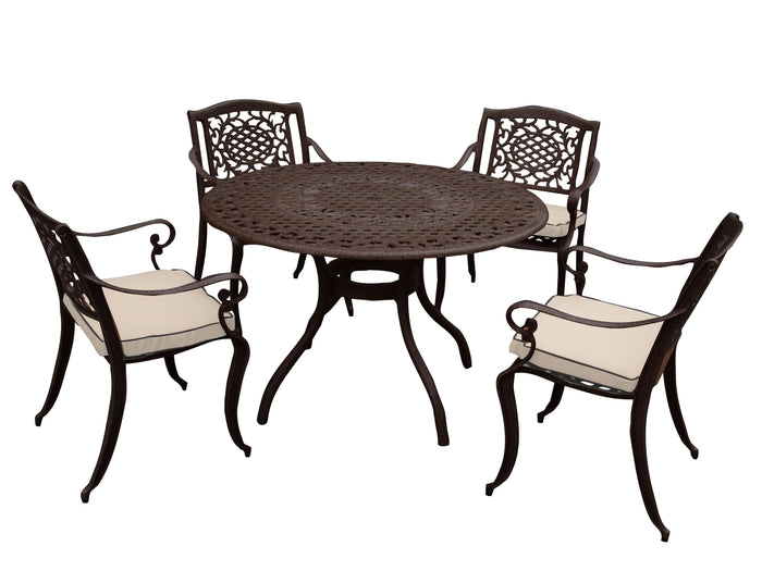 Barcelona 4 Seat Dining Table & Chairs - BRONZE - 10 YEAR GUARANTEE