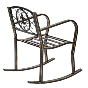 Artisasset Paint Brush Gold, Outdoor Garden,  Single Iron Art Rocking Chair  - Black