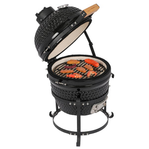 Kamado Style Egg Shaped 13in Round Ceramic Charcoal Grill - BLACK - IN STOCK