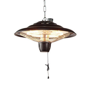 Outdoor 2KW Ceiling Mounted Hanging Halogen Electric Garden Patio Heater, 2000W, IP24 Rated, with 2 Power Settings