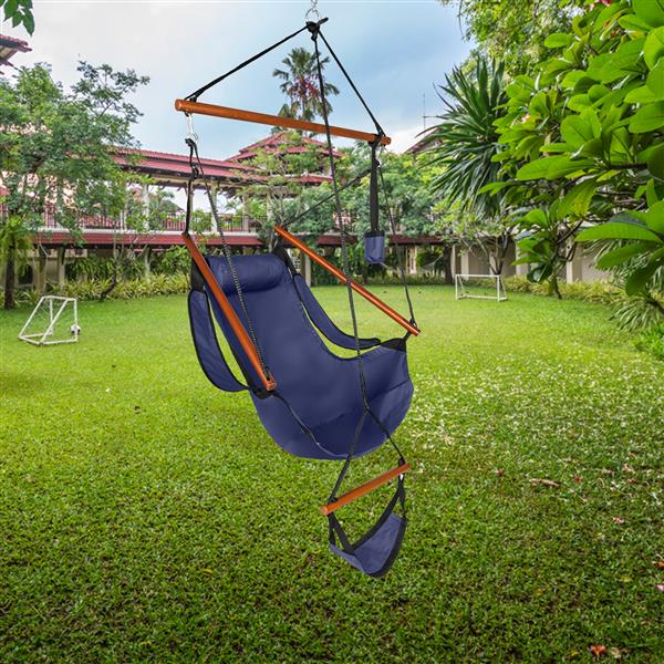 Hammock Chair in Oxford Cloth & Hardwood with Cup Holder  - Blue