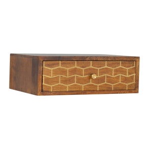 Wall Mounted Gold Art Pattern Chestnut Bedside