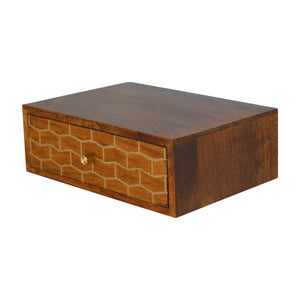 Wall Mounted Gold Art Pattern Chestnut Bedside