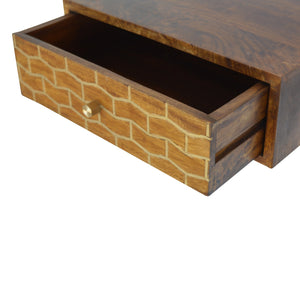 Wall Mounted Gold Art Pattern Chestnut Bedside