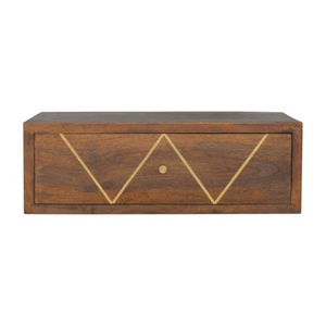 Wall Mounted Chestnut Brass Inlay Bedside