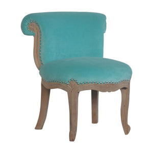 Aqua Velvet Studded Chair
