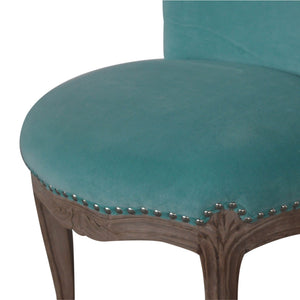 Aqua Velvet Studded Chair