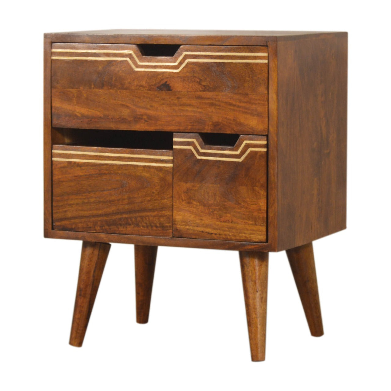 Multi Chestnut Bedside with Removeable Drawers
