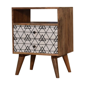 Triangle Printed Bedside with Open Slot
