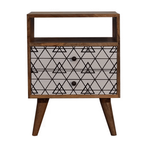 Triangle Printed Bedside with Open Slot