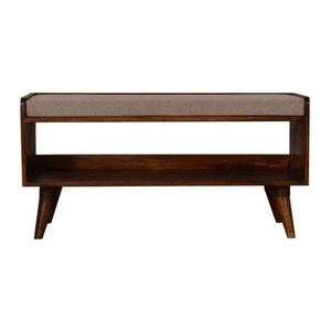 Chestnut Bench with Brown Tweed Seat Pad