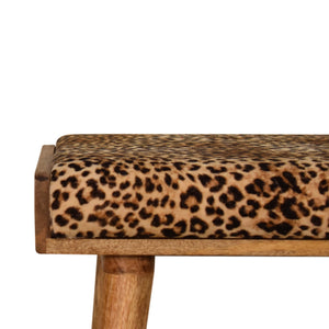 Leopard Velvet Tray Style Footstool
