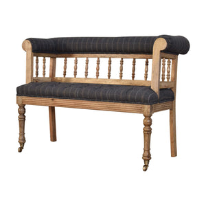 Pewter Tweed Deep Button Hallway Bench