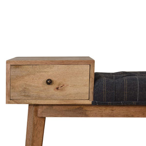 Pewter Tweed Bench with 1 Drawer