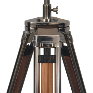 Wooden and Chrome Tripod Lamp