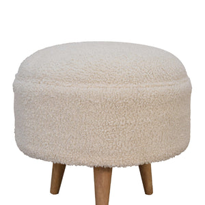 Boucle Cream Rounded Footstool