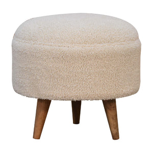 Boucle Cream Rounded Footstool