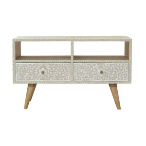 Light Taupe Floral Bone Inlay Media Unit
