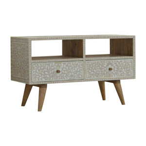 Light Taupe Floral Bone Inlay Media Unit