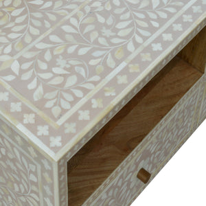 Light Taupe Floral Bone Inlay Media Unit