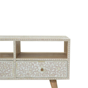 Light Taupe Floral Bone Inlay Media Unit