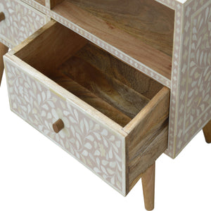 Light Taupe Floral Bone Inlay Media Unit
