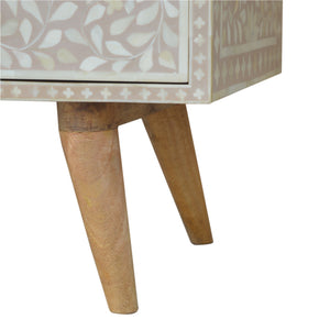 Light Taupe Floral Bone Inlay Media Unit