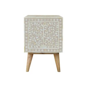 Light Taupe Floral Bone Inlay Media Unit