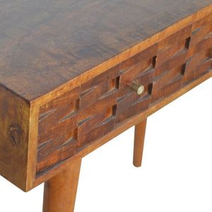 Tile Carved  Chestnut Console Table