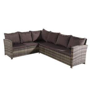 Madranges 9 Seat Rattan Outdoor Sofa, Dining Table & 3 Single Chairs in Grey & Free Rain Cover