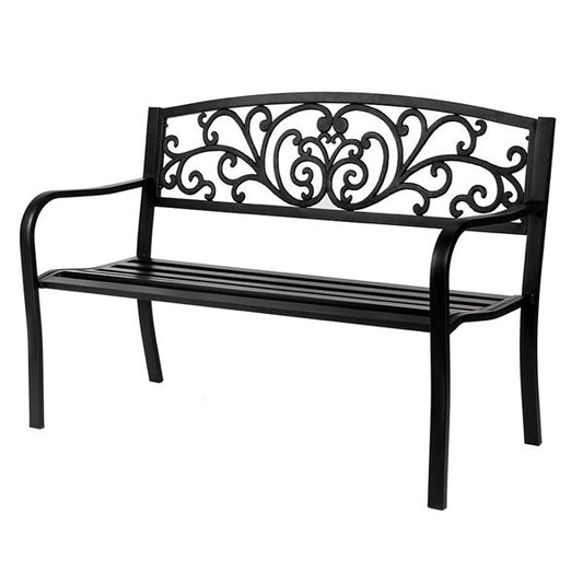 Outdoor 50" Iron Courtyard Park Ornate Bench