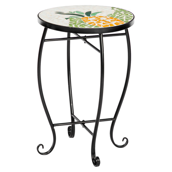 Artisasset Mosaic Round Terrace Bistro Table Inlaid With Glass Pineapple Pattern