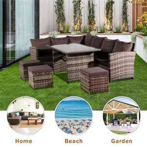 Madranges 9 Seat Rattan Furniture Outdoor Sofa Dining Table